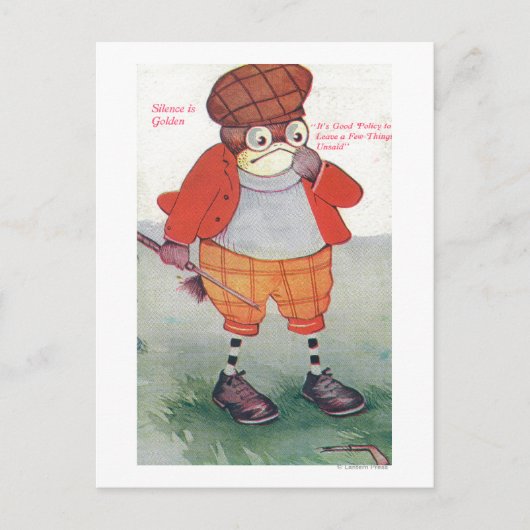 Golfing Owl Noting Silence is Golden Briefkaart (Voorkant)