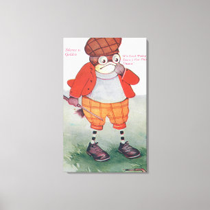 Golfing Owl Noting Silence is Golden Canvas Afdruk