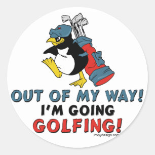 Golfing Penguin Ronde Sticker