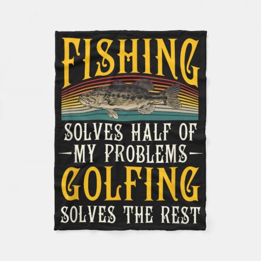 Golfing Solves The Rest Of My Problems Fishing Hob Fleece Deken (Voorkant)