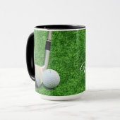 Golfing Sport golf ball and putter Personalize  Mok (Voorkant links)