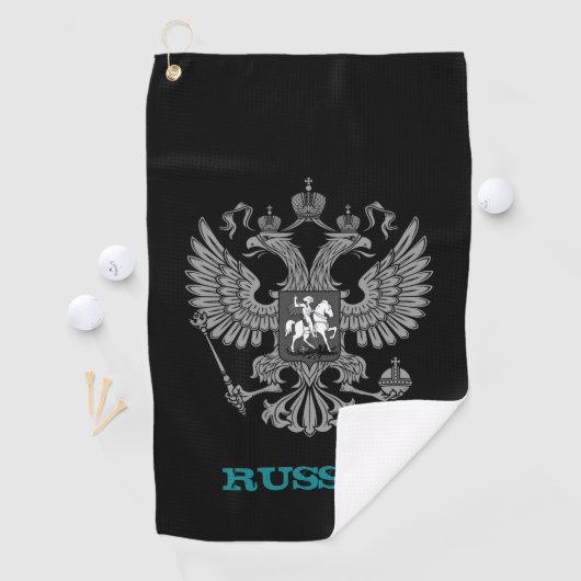Golfing van Rusland en Russisch wapenschild/vlag Golfhanddoek (Insitu)