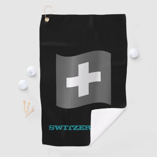 Golfing Zwitserland & Cross, Zwitserse vlag Golfhanddoek (Insitu)