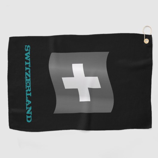 Golfing Zwitserland & Cross, Zwitserse vlag Golfhanddoek (Horizontaal)