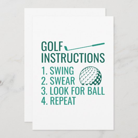 Golfinstructies Bedankkaart (Voorkant / Achterkant)