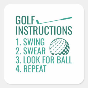Golfinstructies Vierkante Sticker