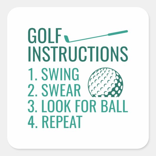 Golfinstructies Vierkante Sticker (Voorkant)