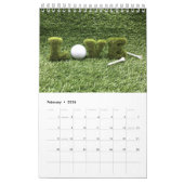 Golfkalender met golfbal op groen gras kalender (Feb 2026)