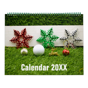 Golfkalender met golfbal op groen gras kalender