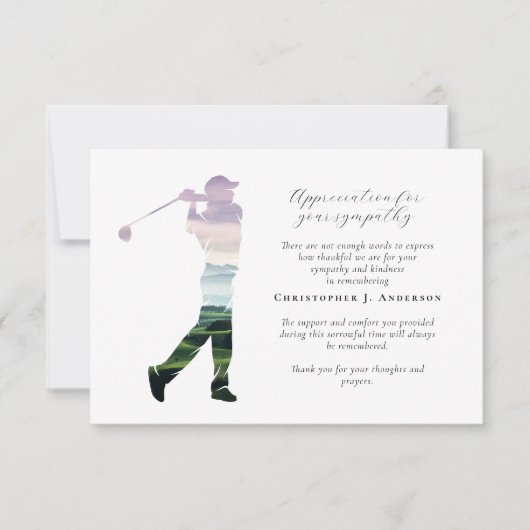 Golfkalligrafie Sympathy Fotobegrafenis Bedankkaart (Voorkant)