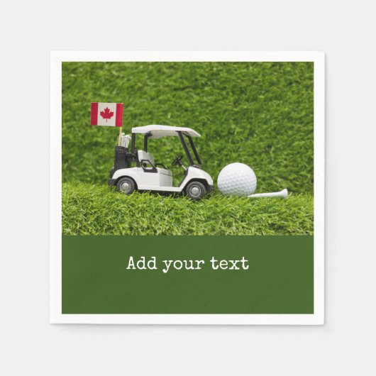Golfkar bal t-shirt op groen met vlag van Canada Servet (Voorkant)