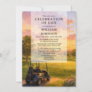Golfkar Celebratie van het Leven Funeral Kaart