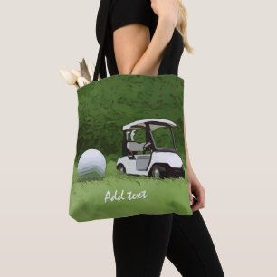 Golfkar en golfbal op groene gras Golfer Draagtas