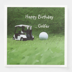 Golfkar en golfbal op groene servet