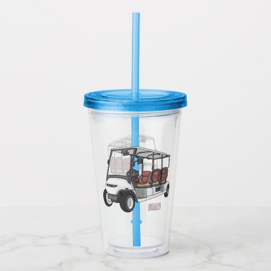Golfkar / golfbuggy cartoon illustratie acryl drinkbeker (Voorkant)