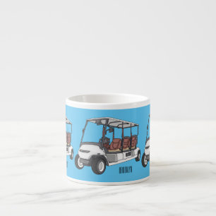 Golfkar / golfbuggy cartoon illustratie espresso kop