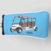 Golfkar / golfbuggy cartoon illustratie golfheadcover (Voorkant)