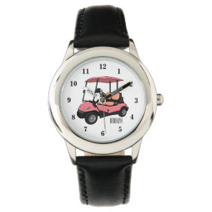 Golfkar / golfbuggy cartoon illustratie horloge