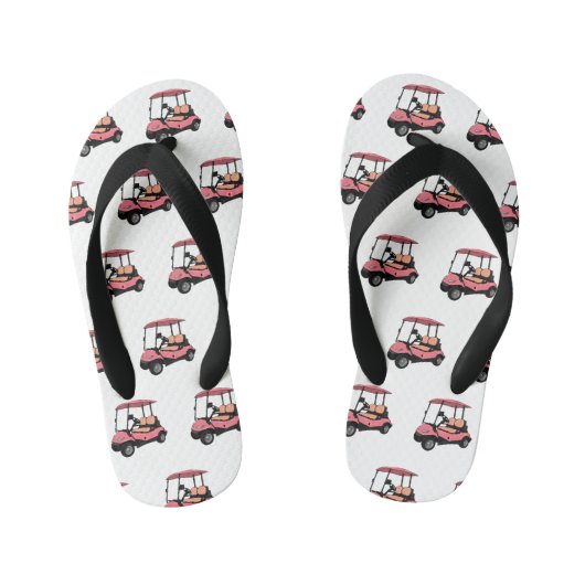 Golfkar / golfbuggy cartoon illustratie kinder teenslippers (Voetbed)