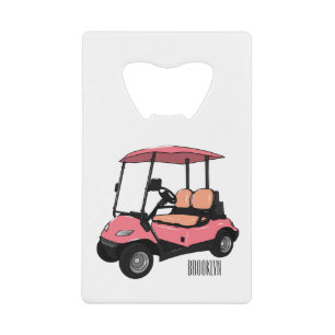Golfkar / golfbuggy cartoon illustratie kredietkaart flessenopener
