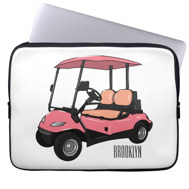 Golfkar / golfbuggy cartoon illustratie laptop sleeve (Voorkant)