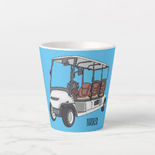 Golfkar / golfbuggy cartoon illustratie latte mok