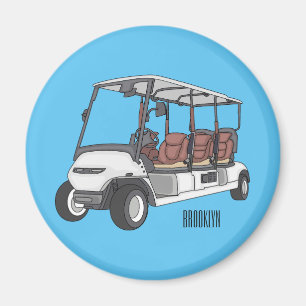 Golfkar / golfbuggy cartoon illustratie magneet