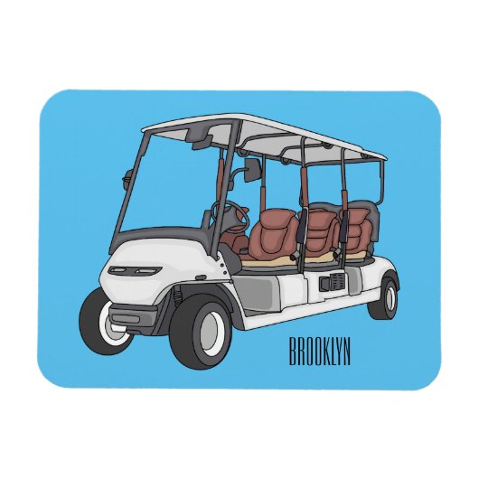 Golfkar / golfbuggy cartoon illustratie magneet (Horizontaal)