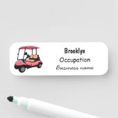 Golfkar / golfbuggy cartoon illustratie naamplaatje (In situ)