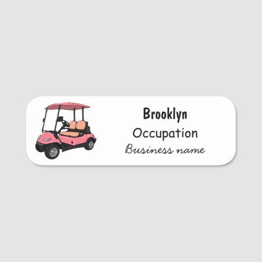 Golfkar / golfbuggy cartoon illustratie naamplaatje (Voorkant)