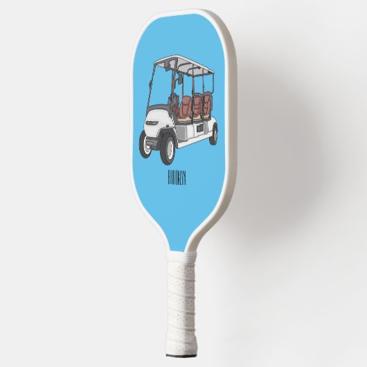 Golfkar / golfbuggy cartoon illustratie pickleball paddle (Links)