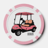 Golfkar / golfbuggy cartoon illustratie poker chips (Achterkant)