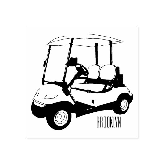 Golfkar / golfbuggy cartoon illustratie rubberstempel (Afrduk)