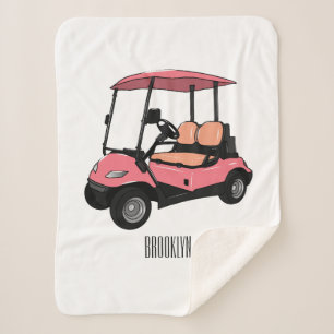 Golfkar / golfbuggy cartoon illustratie sherpa deken