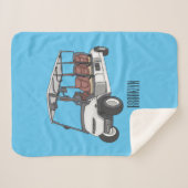 Golfkar / golfbuggy cartoon illustratie sherpa deken (Voorkant (horizontaal))