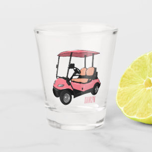 Golfkar / golfbuggy cartoon illustratie shot glas