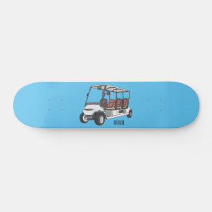 Golfkar / golfbuggy cartoon illustratie skateboard