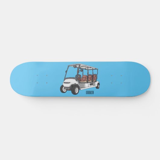 Golfkar / golfbuggy cartoon illustratie skateboard (Horizontaal)
