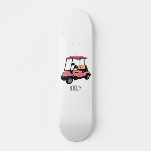 Golfkar / golfbuggy cartoon illustratie skateboard (Voorkant)