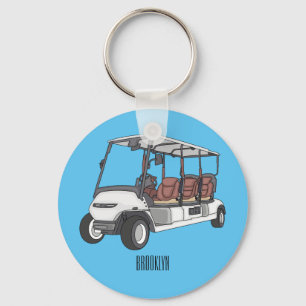 Golfkar / golfbuggy cartoon illustratie sleutelhanger