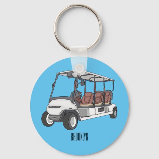 Golfkar / golfbuggy cartoon illustratie sleutelhanger (Voorkant)