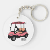 Golfkar / golfbuggy cartoon illustratie sleutelhanger (Achterkant)