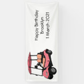 Golfkar / golfbuggy cartoon illustratie spandoek (Verticaal)