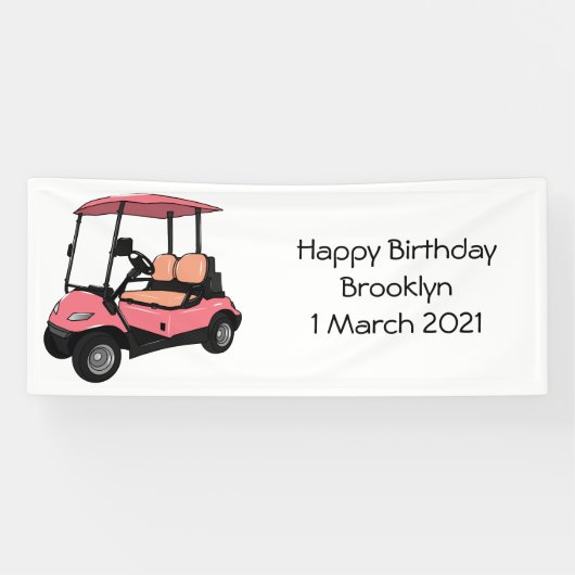 Golfkar / golfbuggy cartoon illustratie spandoek (Horizontaal)