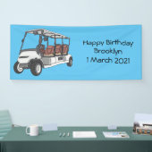 Golfkar / golfbuggy cartoon illustratie spandoek (Beurs)