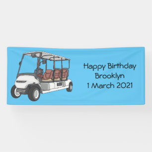 Golfkar / golfbuggy cartoon illustratie spandoek
