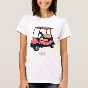 Golfkar / golfbuggy cartoon illustratie t-shirt
