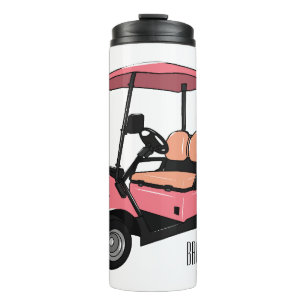 Golfkar / golfbuggy cartoon illustratie thermosbeker