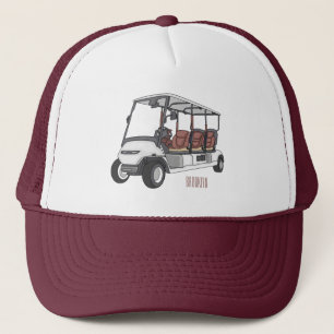 Golfkar / golfbuggy cartoon illustratie trucker pet