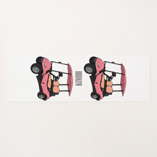 Golfkar / golfbuggy cartoon illustratie yogamat (Achterkant (horizontaal))